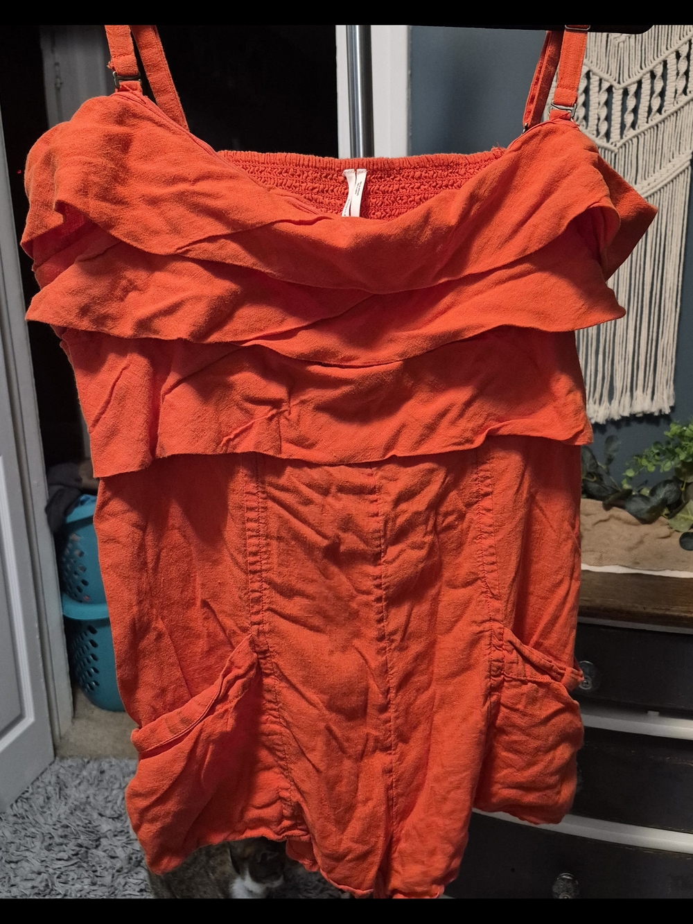Anthropologie Vibrant Orange Romper XL